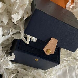 AUTHENTIC Louis Vuitton Navy Box with Tan Leather Detail